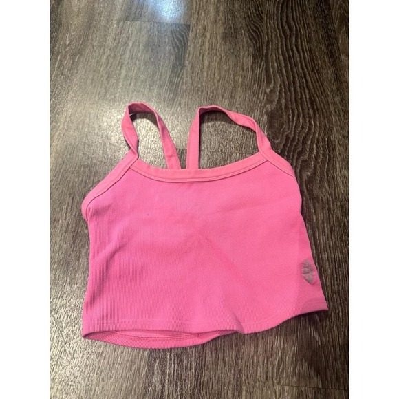 The Unbranded Brand Tops - Free People Movement Ribbed Cropped Tank Top Pink Racerback Athletic Activewear